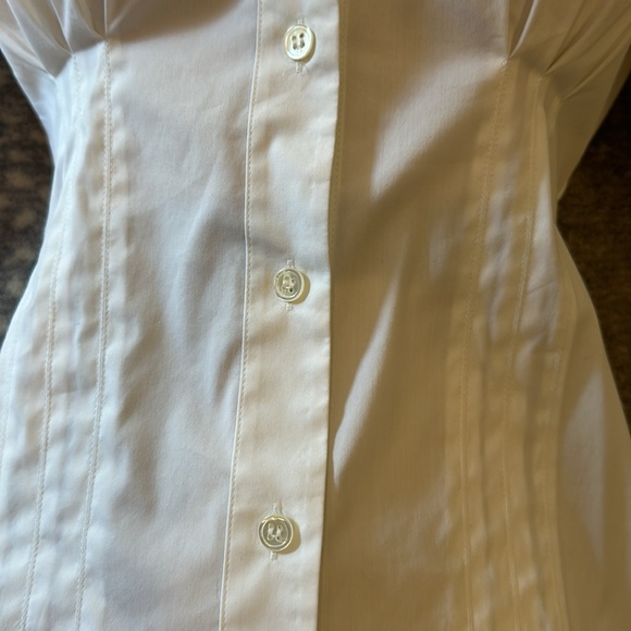 THEORY WHITE STRETCHY FLAT PLEATED SHIRT SIZE S - Picture 5 of 10